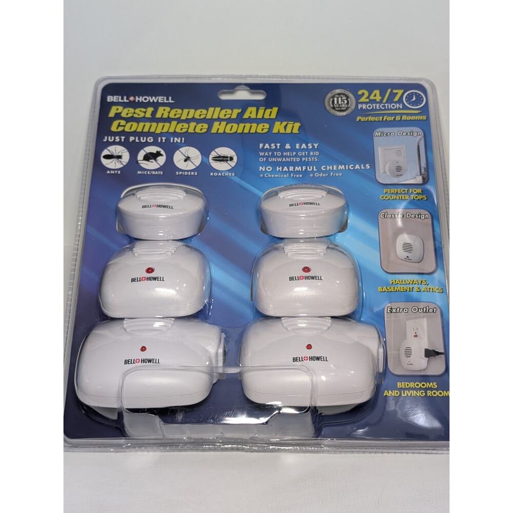 Bell+Howell Pest Repeller Aid Complete Home Kit 6 Pack Plug In Home & Office New
